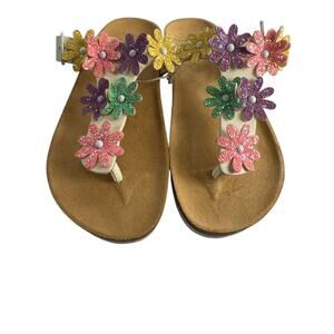 Harper Canyon Kids Girls‎ White LEONA Floral Flip/Flop Sandals Size 4 NWOT